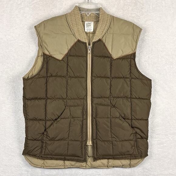 VTG 80s Walls Blizzard-Pruf Puffer Vest Men L Brown Tan Western Ranch Cowboy USA - Picture 1 of 8